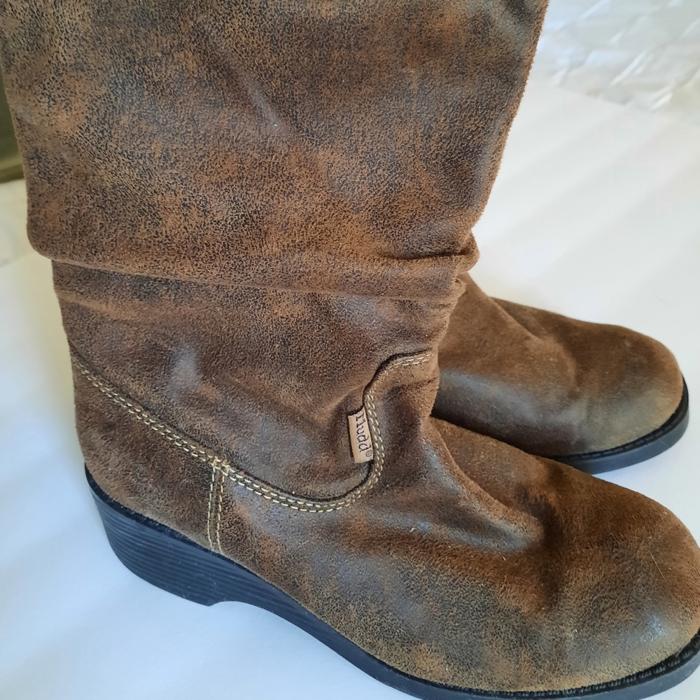 Women's Mudd Boots, Slouch Top, Faux Brown Suede. Size 8.5.